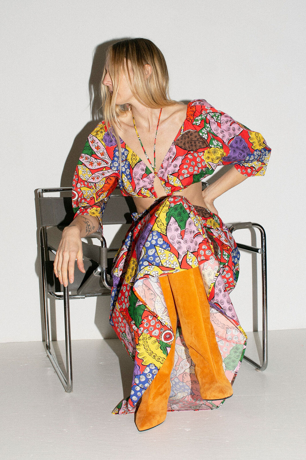 MARA HOFFMAN NWT 500 Shaina Banditta Red Multi Floral Print Cut Out Maxi Dress S