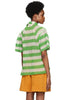 BODE Unisex Mens Womens Crochet Lime Green White Stripe Short Sleeve Shirt S/M