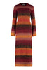 CHLOE Orange Red Orange Sunset Cashmere Stripe Knit Long Sleeve Maxi Dress XS