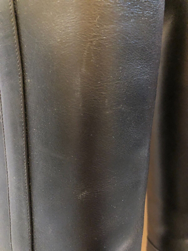 VALENTINO $2000 Black VLogo Over The Knee Leather Chunky Heel Riding Boot 37.5