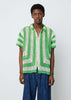 BODE Unisex Mens Womens Crochet Lime Green White Stripe Short Sleeve Shirt S/M