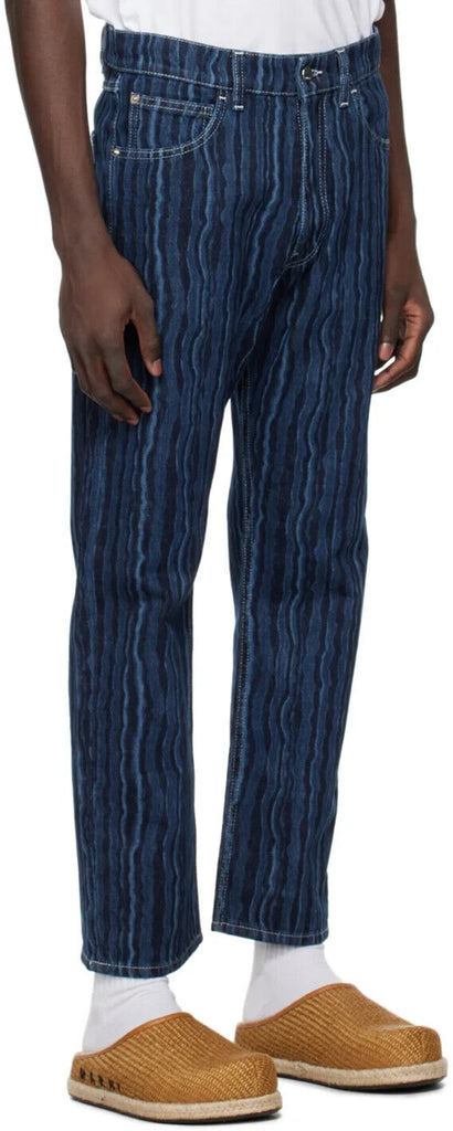 MARNI NWT $700 Men's Blue Stripe Print Cotton Straight Leg Ssense Pant Jeans M