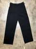 HERMES Black Vtg Wool Side Zip Button Wide Leg Dress Pant Womens Trouser 40/8