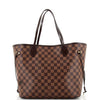 LOUIS VUITTON Neverfull MM Damier Ebene Brown Canvas Leather Tote Bag Purse