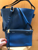 PROENZA SCHOULER Sullivan White Label Blue Leather Bucket Shoulder Bag Purse