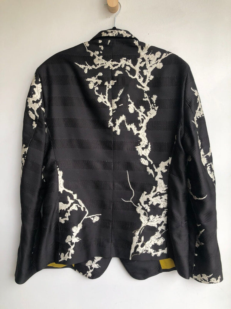 HAIDER ACKERMAN Men's Leontis Silk Black Jacquard Floral Print Jacket Blazer 54