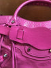 BALENCIAGA The First 2Way Pink Patent Leather Silver City Classic Bag Purse