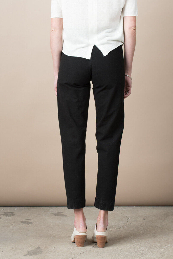 JESSE KAMM $400 Ranger Black Cotton Canvas High Waist Straight Slim Leg Pant 0