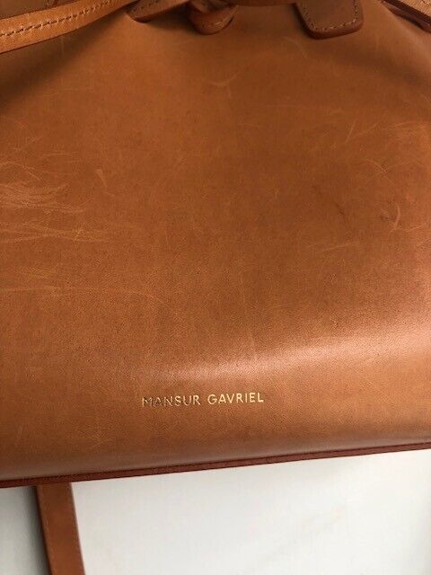 MANSUR GAVRIEL Sun Brown Tan Camel Vegetable Leather Bow Shoulder Bag Purse