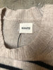 KHAITE Tilda Beige Black Stripe Print Cashmere Knit Sweater L