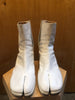 MAISON MARGIELA Men White Tabi Painted Coated Leather Split Toe Cylinder Heel 46