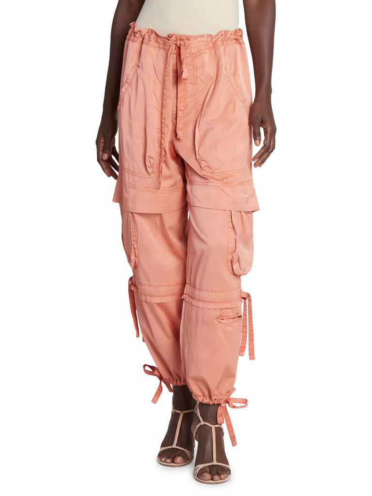 ISABEL MARANT Nadea Peach Button Up Tie Cargo Vest Nazemi Slouch Pant Set 36/4