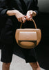 MODERN WEAVING Luna Arch Pecan Brown Leather Shoulder Round Circle Bag Purse