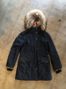 BURBERRY LONDON Dara Black Nylon Down Detachable Fur Hood Coat Jacket S