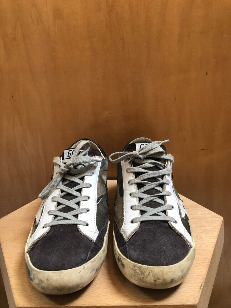 GOLDEN GOOSE Seastar Superstar Camo Grey Green White Canvas Suede Sneaker 40