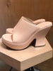 BOTTEGA VENETA Lagoon Macaroon Peach Leather Platform Wedge Sandal Slide Mule 38