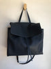 MANSUR GAVRIEL	Soft Lady Large Navy Flap Calfskin Leather Shoulder Bag Purse