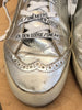 GOLDEN GOOSE Midstar Silver Metallic High Top Leather Gray Suede Star Sneaker 40