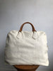 PRADA Caribu Off White Ivory Leather Large Weekender Duffle Shoulder Bag Purse