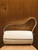 DEVEAUX  Raja White Cylinder Round Smooth Leather Baguette Shoulder Bag Purse