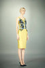 ERDEM Yellow Black Blue Floral Embroidered Sleeveless Silk Dress UK 10 / US 6