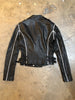 IRO Ashville Ashvie Black White Trim Fitted Leather Biker Moto Jacket 36/4/2