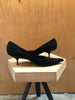 FENDI Vtg Black Suede Leather FF Zucca Monogram Pointed Toe Kitten Heel 36.5/7