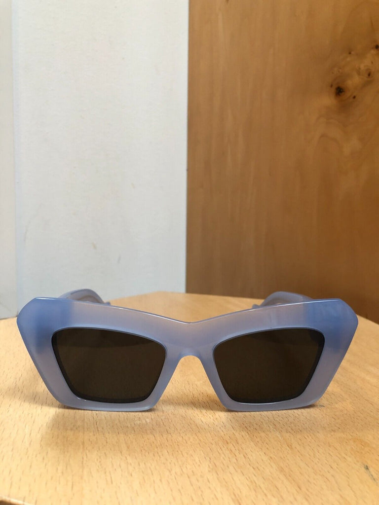 LOEWE Structured Cat Eye Shiny Light Blue Smoke Gray Glasses Sunglasses
