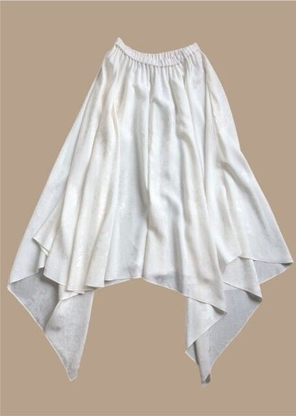 ROSIE ASSOULIN White Viscose Asymmetric Floral Print Crop Top Maxi Skirt Set 0