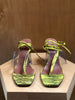 AMINA MUADDI Zula Yellow Lime Watersnake Snakeskin Clear Strappy Heel Sandal 36