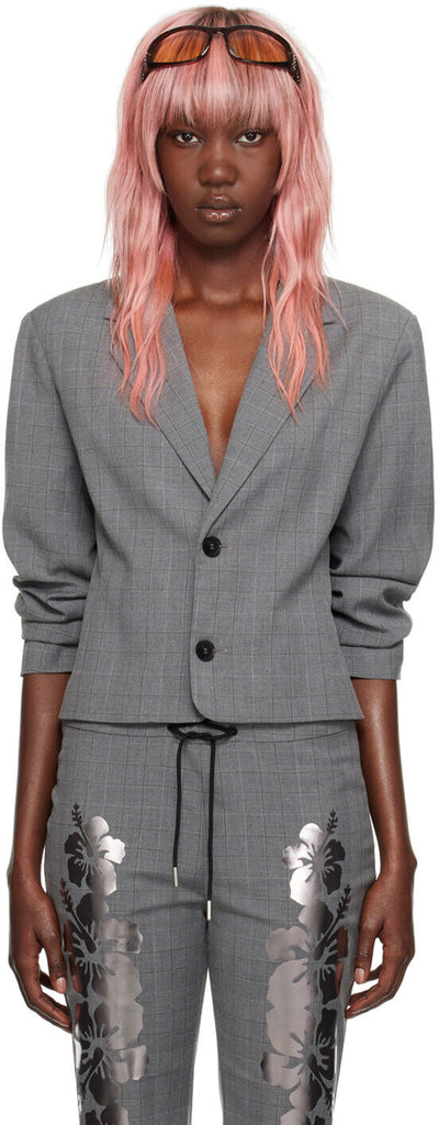 I'M SORRY BY PETRA COLLINS Mimi Wade Edition Gray Plaid Shorts Blazer Suit Set S