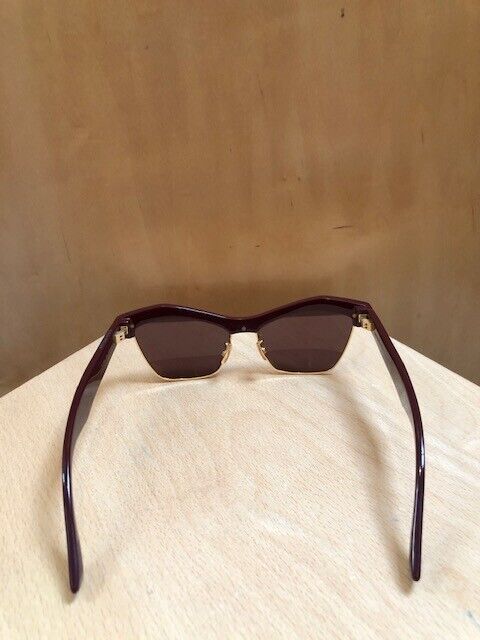 BOTTEGA VENETA BV1099S Maroon Red Burgundy Cat Eye Reflective Glasses Sunglasses