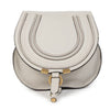 CHLOE Marcie Mini Cloud Gray Beige Leather Crossbody Saddle Shoulder Bag Purse