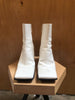 BALENCIAGA White Leather Square Toe Black Ankle Chunky Women Shoe Boot 40/10/9.5