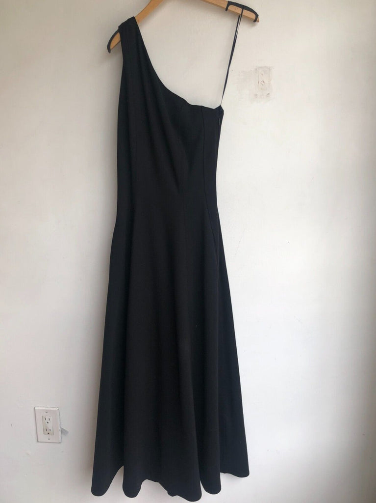 ME + EM Black One Shoulder Corsage Detachable Detail Ponte Jersey Midi Dress 2