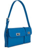 BY FAR NEW $650 Billy Cerulean Blue Patent Leather Pocket Shoulder Bag Purse