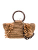 CAROLINA SANTO DOMINGO  Raffia Straw Tan Brown Marbled Acrylic Chain Bag Purse