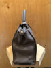 FENDI Peekaboo Iconic Gold Studs 2 Way Gray Taupe Leather Shoulder Bag Purse