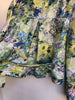 ERDEM	Yellow Green Watercolor Floral Sequin Long Sleeve Silk Blazer Jacket M/L