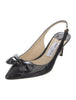 JIMMY CHOO Blare 60 Black Patent Leather Bow Pointed Toe Sling Back Pump 37.5