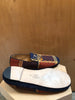 LOEWE Monogram Cloth Fabric Plaid Logo Gem Stone Embellished Loafer Shoes 40