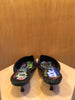 BALENCIAGA Chevre Knife Black Multicolor Graffiti Leather Kitten Heel Mules 41