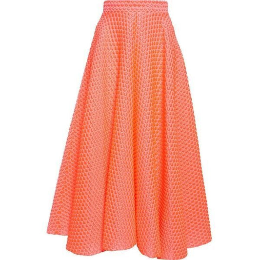 ROKSANDA Bright Pink Raised Bubble High Waist Pleated Midi Skirt UK 8 / US 4