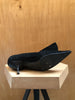 FENDI Vtg Black Suede Leather FF Zucca Monogram Pointed Toe Kitten Heel 36.5/7