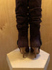 CHRISTIAN DIOR Burgundy Slouch Suede Leather Buckle Heel Calf Knee High Boot 36