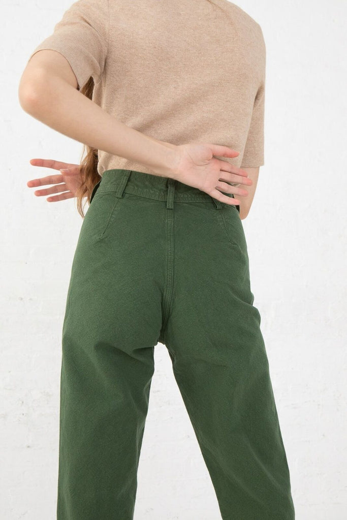 JESSE KAMM Ranger Olive Green Cotton Canvas Straight Slim Tapered Leg Pant 4/6