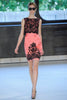 ERDEM Hot Pink Black Lace Floral Embroidery Silk Knee Length Dress UK 10 US 6