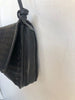 BOTTEGA VENETA Vtg Black Intrecciato Woven Leather Flap Knot Shoulder Bag Purse