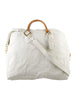 PRADA Caribu Off White Ivory Leather Large Weekender Duffle Shoulder Bag Purse