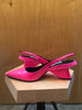 PRADA NEW Neon Hot Pink Patent Leather Kitten Toe Slingback Sandal Pump Heels 41